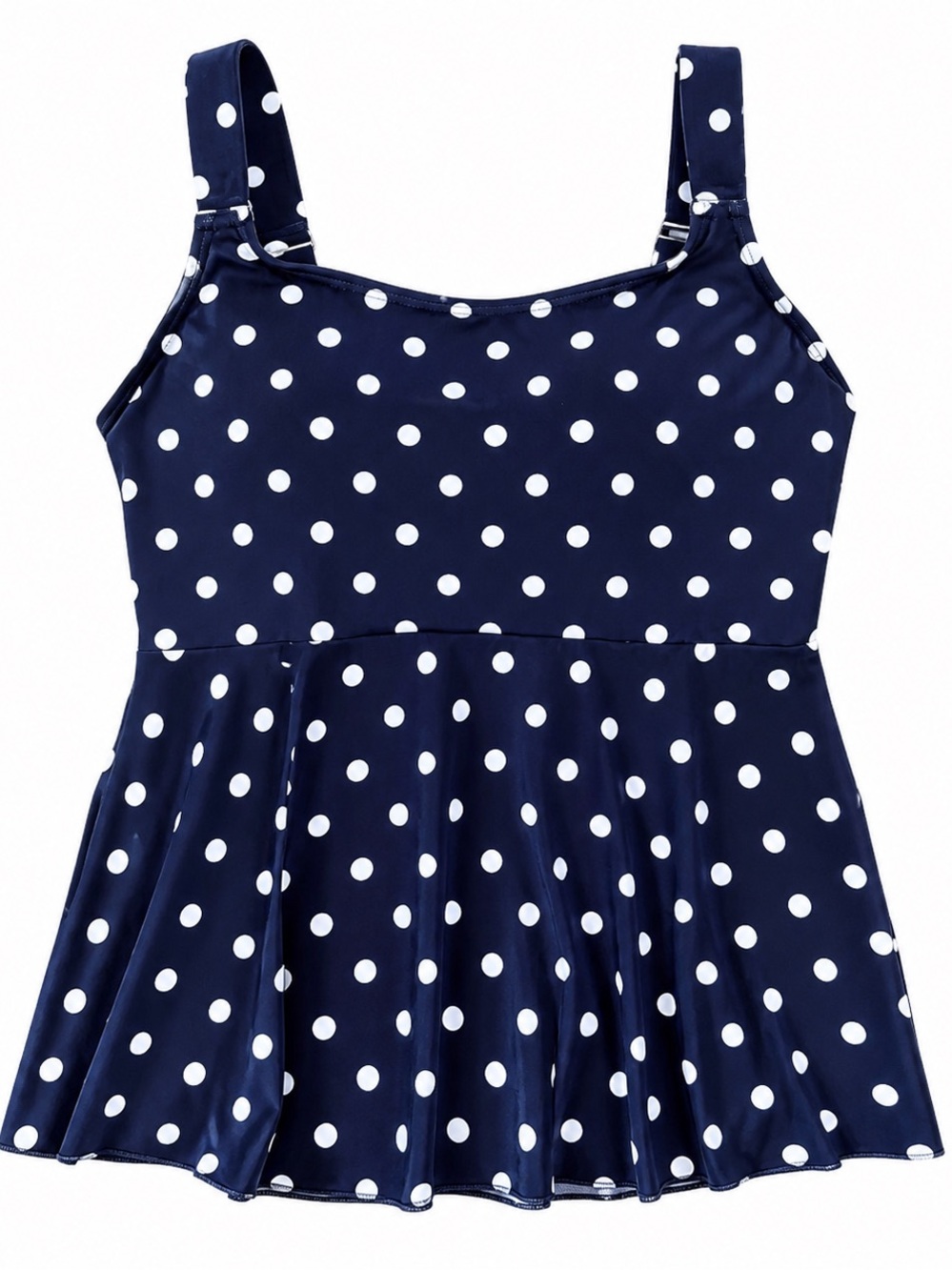Lands' End Navy white Polka Dot Swim Top tankini women’s size small